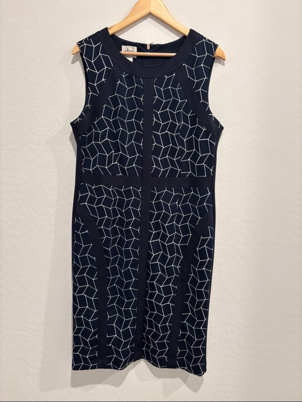 Donna Morgan Collection Navy Midi Dress with White Geometric Print